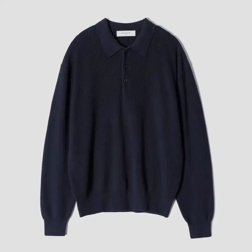 [SOLD OUT] (48) 퍼스트플로어 데일리 코튼 립 폴로 셔츠 롱 슬리브(네이비)
