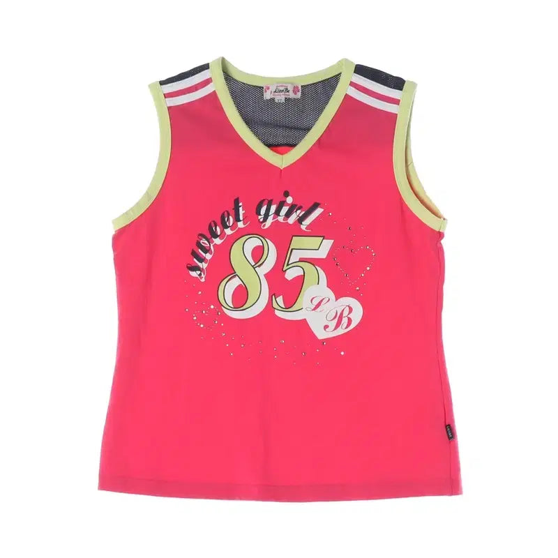 [BUNJANG] Vintage Pink Lettering Print Sleeveless Top / 빈티지 핑크 레터링 프린팅 민소매 탑 17