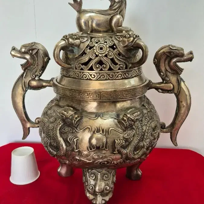 [BUNJANG] Large White Copper Tripod Incense Burner / 대형 백동삼족향로