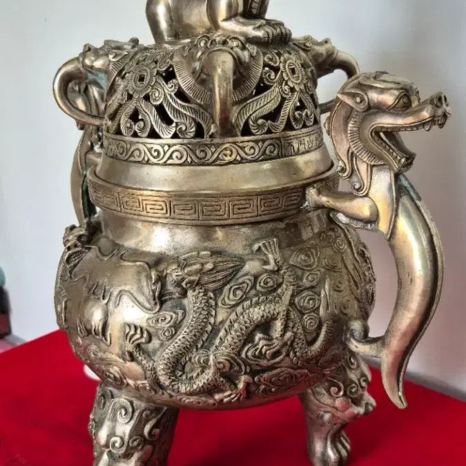 [BUNJANG] Large White Copper Tripod Incense Burner / 대형 백동삼족향로