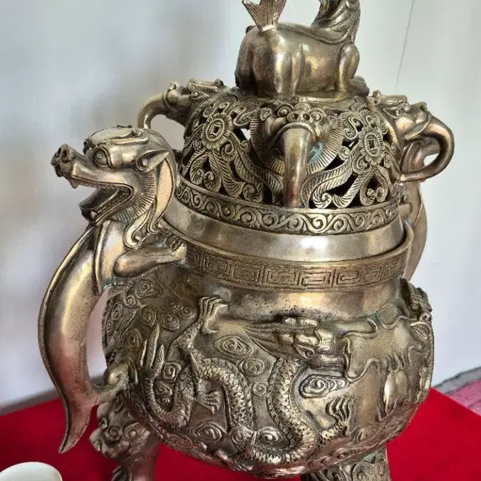 [BUNJANG] Large White Copper Tripod Incense Burner / 대형 백동삼족향로
