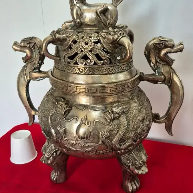 [BUNJANG] Large White Copper Tripod Incense Burner / 대형 백동삼족향로