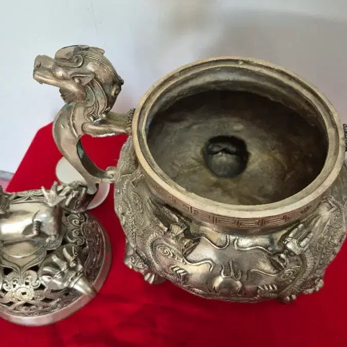 [BUNJANG] Large White Copper Tripod Incense Burner / 대형 백동삼족향로