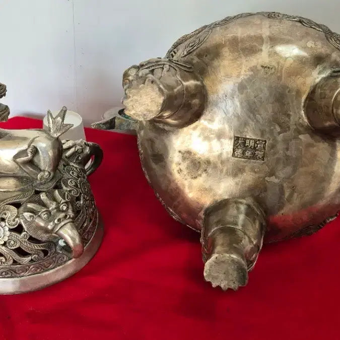 [BUNJANG] Large White Copper Tripod Incense Burner / 대형 백동삼족향로