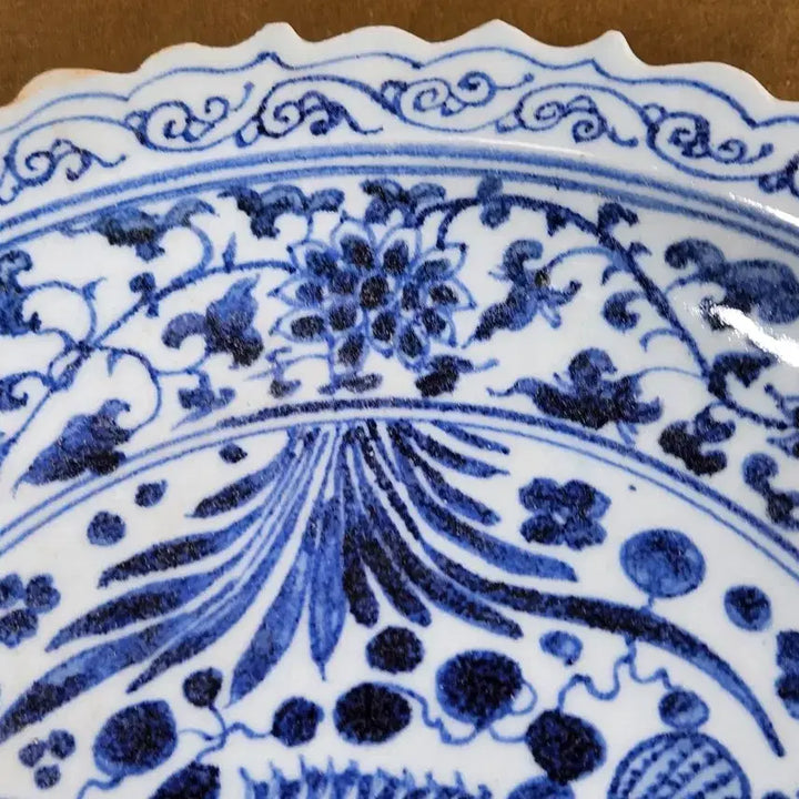 [BUNJANG] Chinese Porcelain White and Blue Plate / 중국도자기 청화백자 쏘가리문양 육필그림 접시