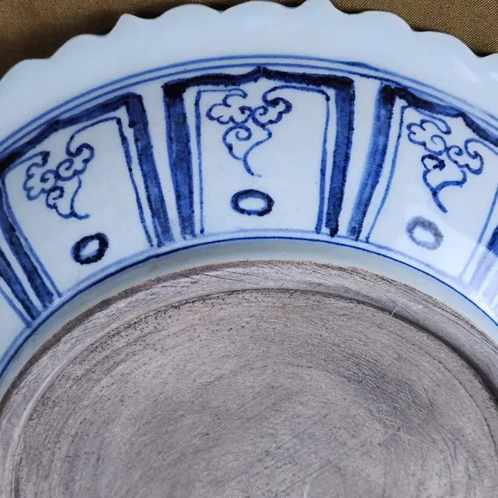 [BUNJANG] Chinese Porcelain White and Blue Plate / 중국도자기 청화백자 쏘가리문양 육필그림 접시