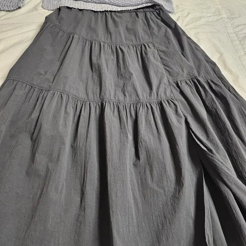 [SOLD OUT] 자주 챠콜 캉캉 롱 스커트