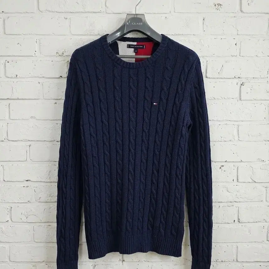 [BUNJANG] Tommy Hilfiger Navy Cable Knit Sweater M / 타미힐피거 네이비 꽈배기 니트 M