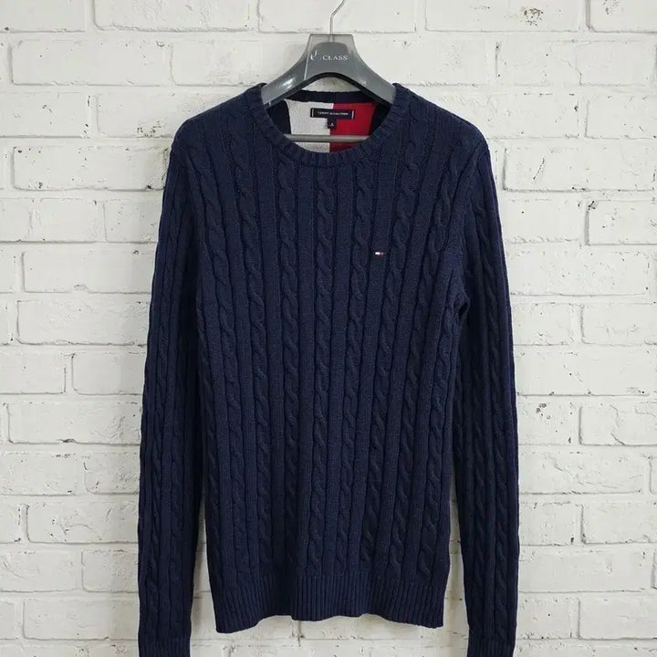 [BUNJANG] Tommy Hilfiger Navy Cable Knit Sweater M / 타미힐피거 네이비 꽈배기 니트 M
