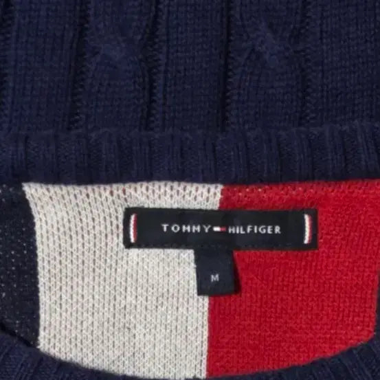 [BUNJANG] Tommy Hilfiger Navy Cable Knit Sweater M / 타미힐피거 네이비 꽈배기 니트 M