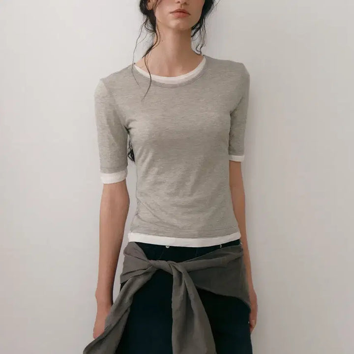 [BUNJANG] LOWTIDE Layered T-shirt Grey / (새상품) 로우타이드 레이어드 반팔 티셔츠 그레이