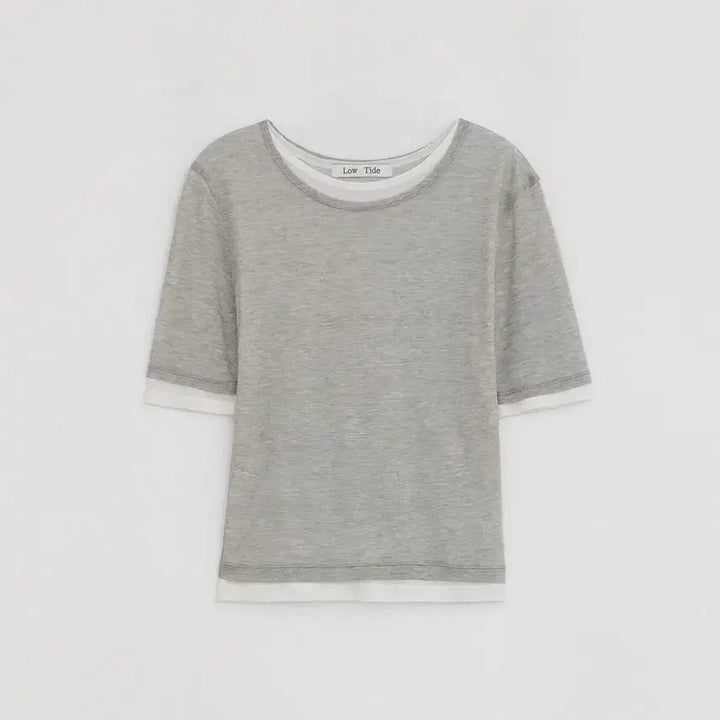 [BUNJANG] LOWTIDE Layered T-shirt Grey / (새상품) 로우타이드 레이어드 반팔 티셔츠 그레이
