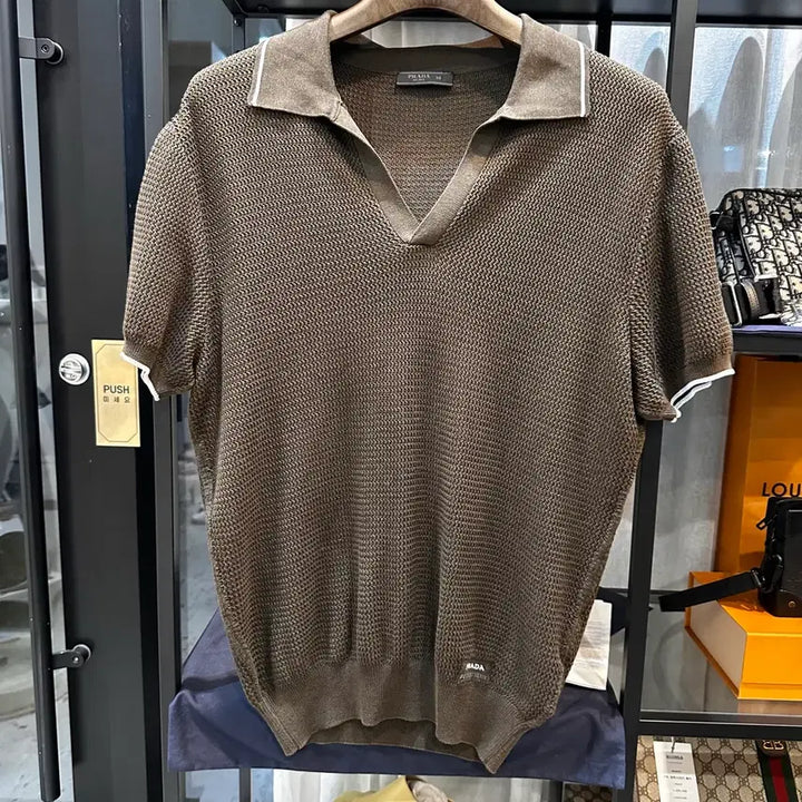 [BUNJANG] Prada Knit Short Sleeve T-shirt (Size 50) / 신형 프라다 니트 반팔티 50사이즈