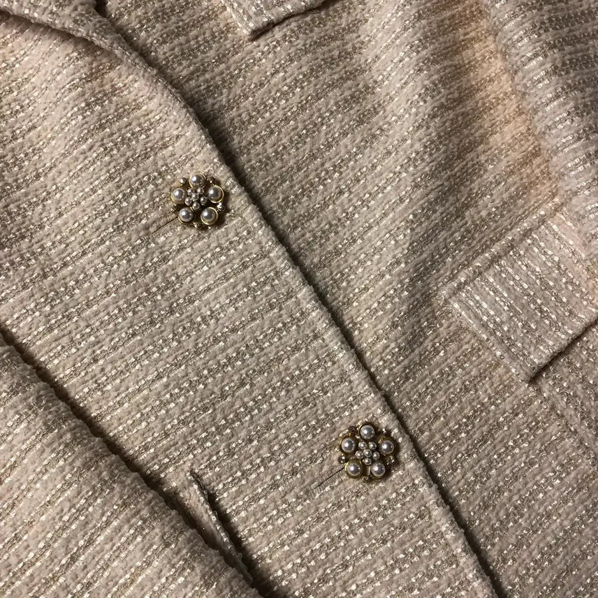 [BUNJANG] Galon de Blanc Pearl Embellished Tweed Jacket / 갈롱드블랑 진주 보석 쥬얼 단추 트위드 자켓 올드머니룩