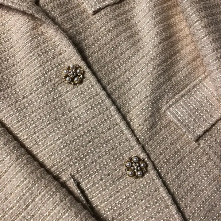 [BUNJANG] Galon de Blanc Pearl Embellished Tweed Jacket / 갈롱드블랑 진주 보석 쥬얼 단추 트위드 자켓 올드머니룩
