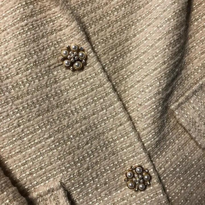 [BUNJANG] Galon de Blanc Pearl Embellished Tweed Jacket / 갈롱드블랑 진주 보석 쥬얼 단추 트위드 자켓 올드머니룩