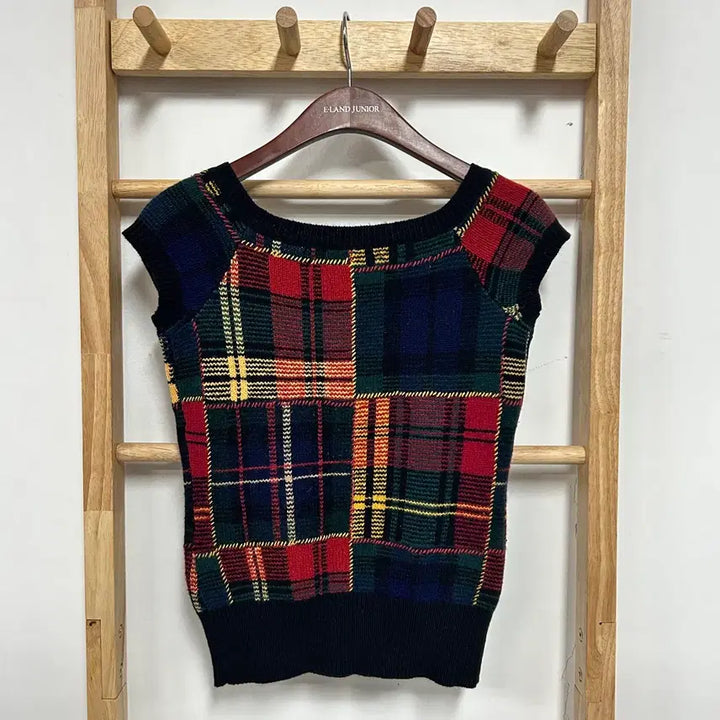 [BUNJANG] Ralph Lauren Tartan Check Half Knit Top / 랄프 로렌 타탄체크 하프 니트