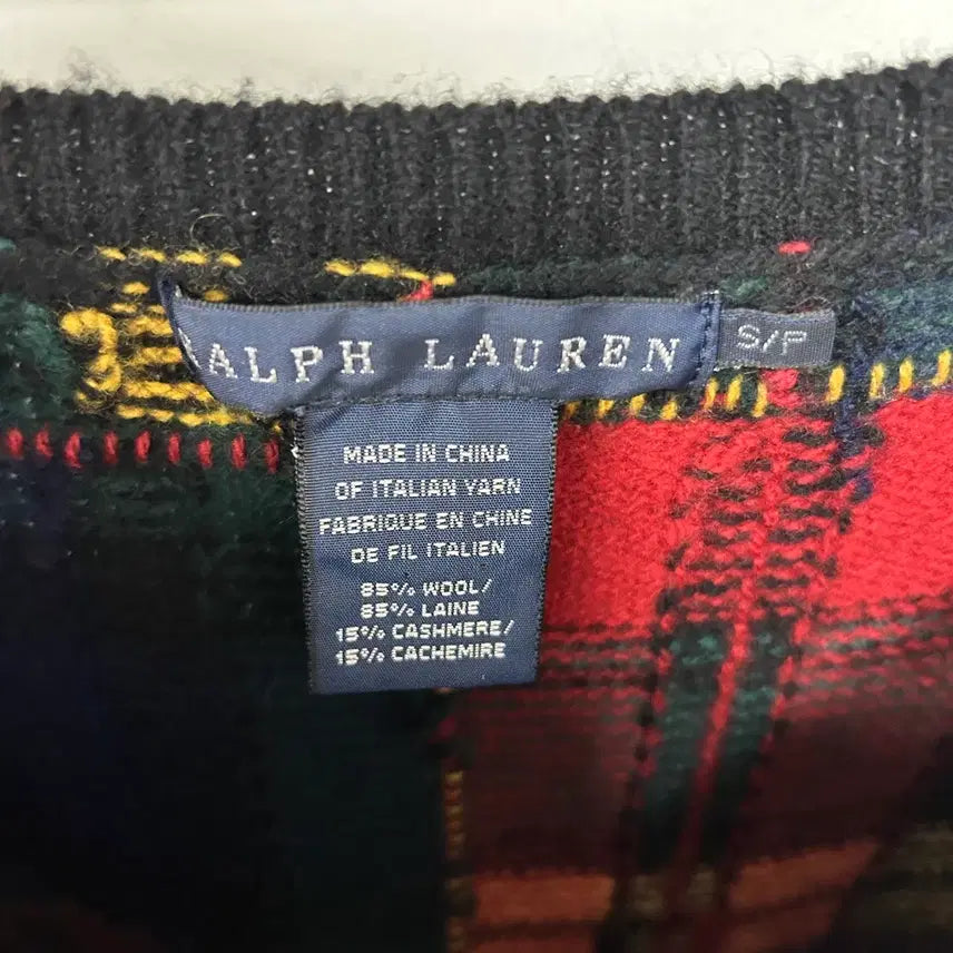 [BUNJANG] Ralph Lauren Tartan Check Half Knit Top / 랄프 로렌 타탄체크 하프 니트