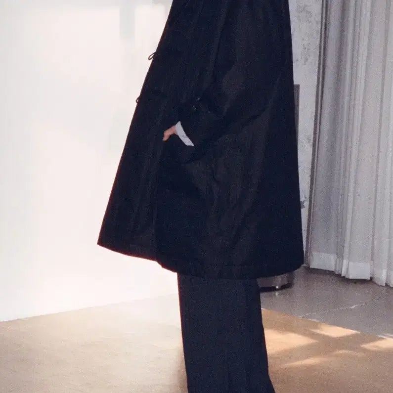 [BUNJANG] Ourselfs Insulation Gabardine Duffle Coat Black / [1] 아워셀브스 인슐레이션 개버딘 더플 코트 블랙 ourselves