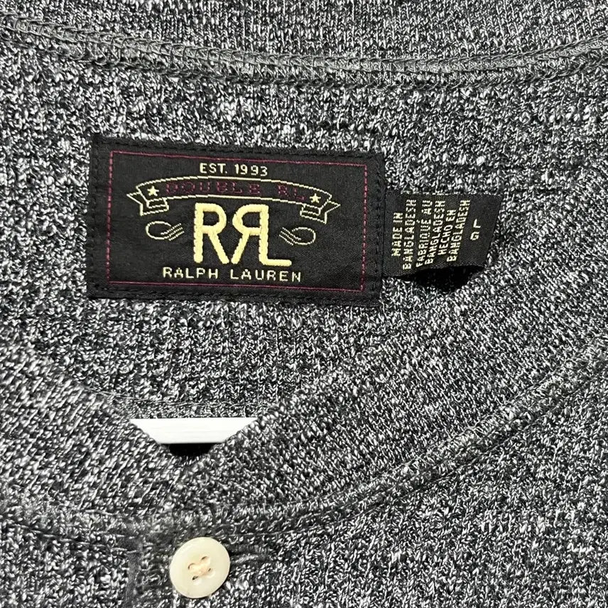 [SOLD OUT] RRL 가먼트 다이 와플 니트 헨리 셔츠 L
