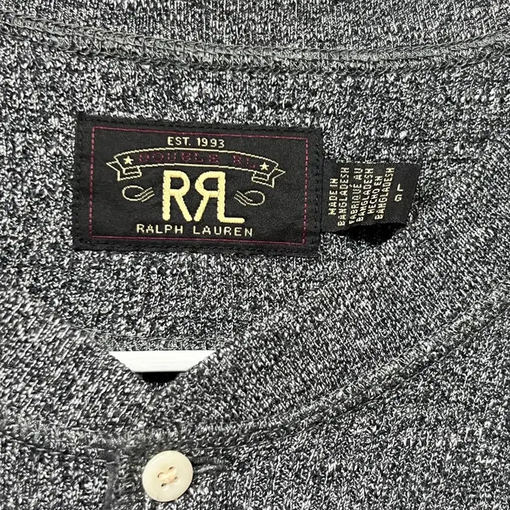 [SOLD OUT] RRL 가먼트 다이 와플 니트 헨리 셔츠 L
