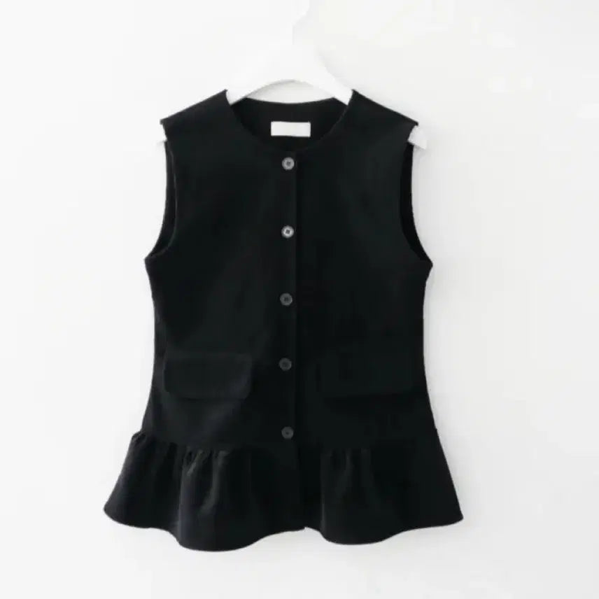 [BUNJANG] Nejoh Black Corduroy Frill Vest / 새상품) 느좋 블랙 코듀로이 프릴 조끼 베스트