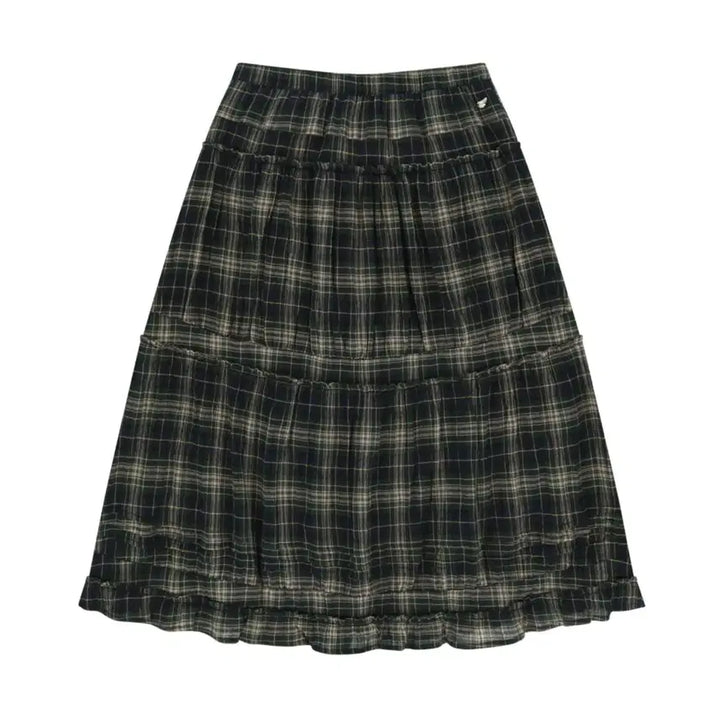 [BUNJANG] KOSEIO Shirring Midi Skirt Check (Size 2) / [2] 코이세이오 셔링 미디 스커트 체크