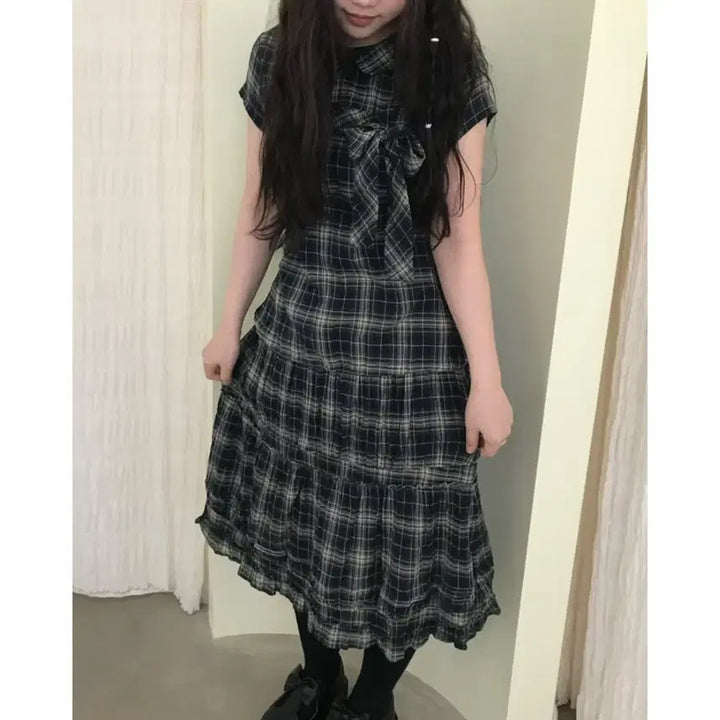 [BUNJANG] KOSEIO Shirring Midi Skirt Check (Size 2) / [2] 코이세이오 셔링 미디 스커트 체크