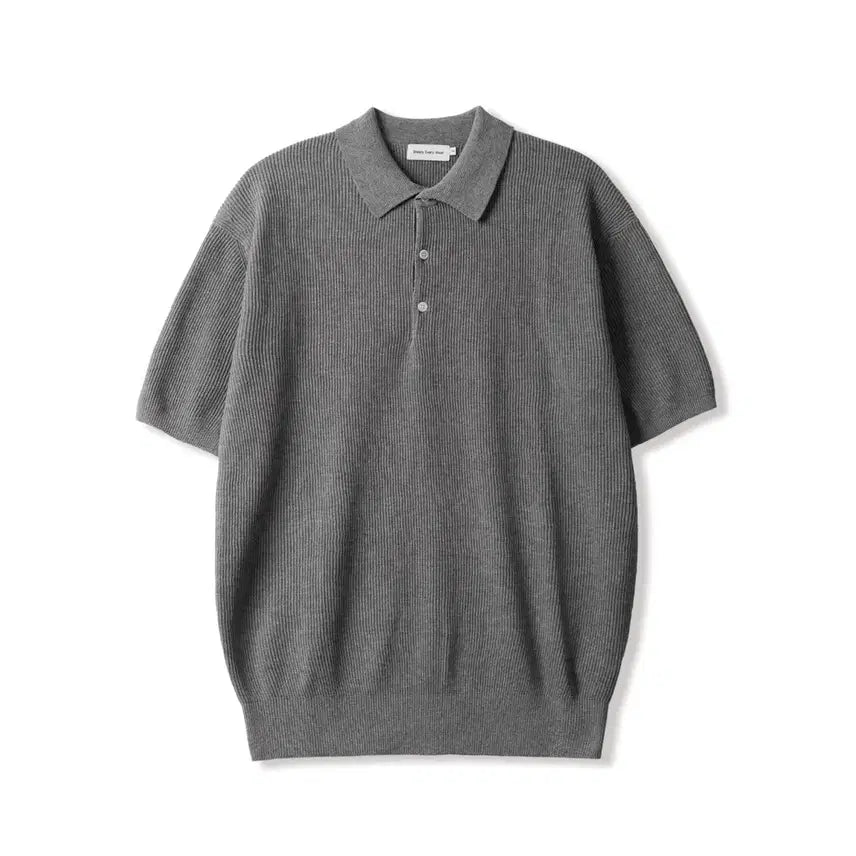 [SOLD OUT] (3) 스테디에브리웨어 라이트 립 칼라 반팔 니트 (그레이 멜란지)