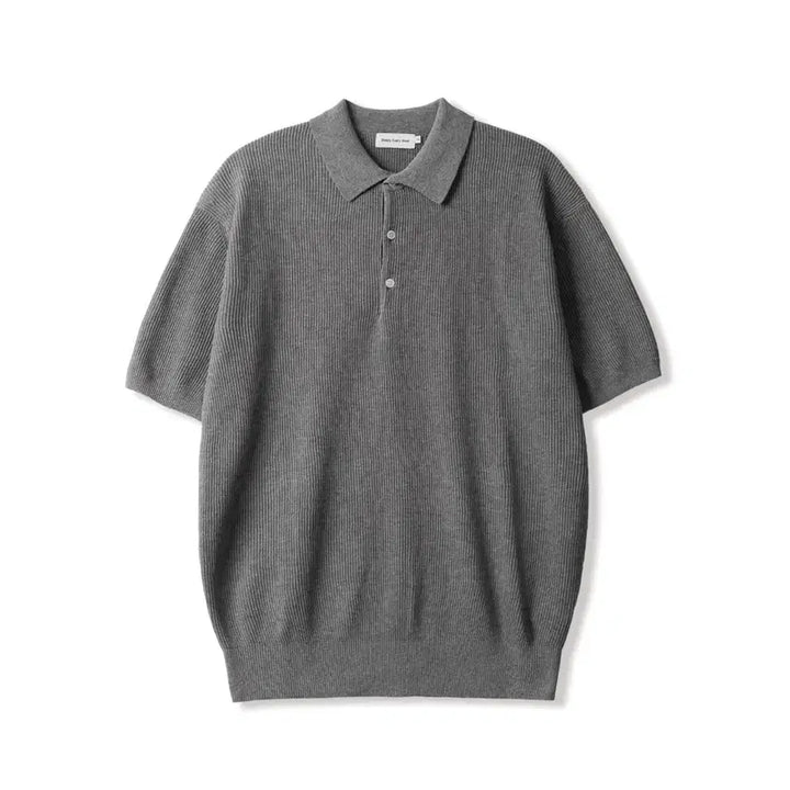 [SOLD OUT] (3) 스테디에브리웨어 라이트 립 칼라 반팔 니트 (그레이 멜란지)