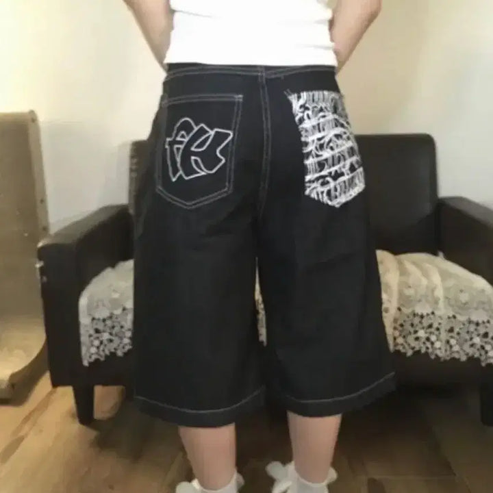 [BUNJANG] Blue Hearts Raw Denim Stitch Bermuda Pants / 블루하츠 생지 스티치 버뮤다 팬츠