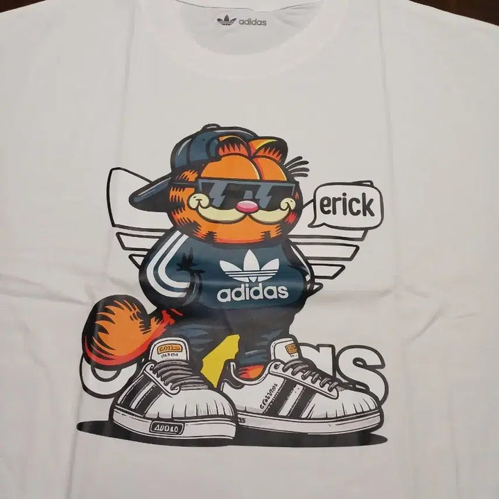 [BUNJANG] Adidas Garfield Short Sleeve T-Shirt White / 아디다스 흰색 반팔 티셔츠 가필드