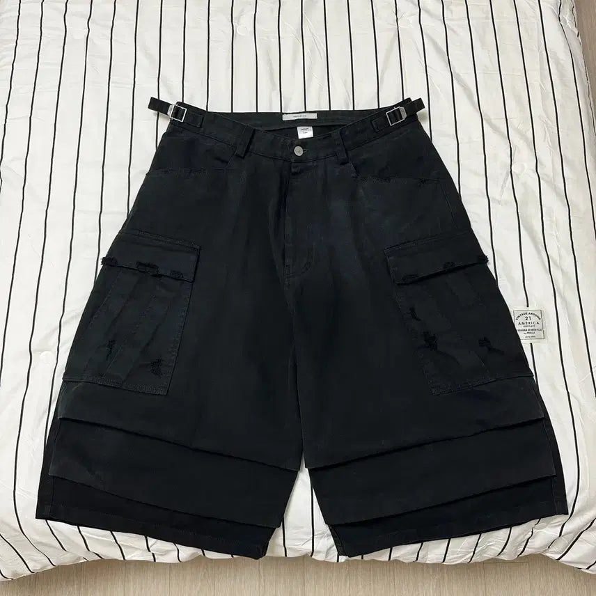 [BUNJANG] NONNODE Side Cargo Shorts Vintage Black / 논노드 사이드 카고 쇼츠 빈티지 블랙(2)