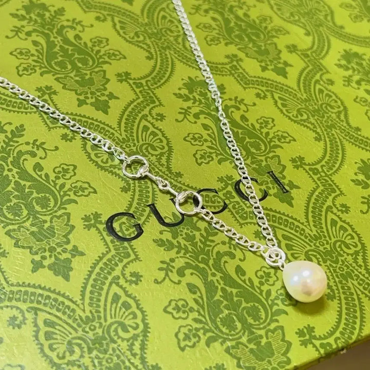 [BUNJANG] Gucci Silver Pearl Necklace / 구찌 실버 체인 진주 목걸이