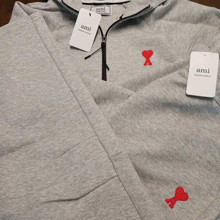 [SOLD OUT] 아미 스몰 하트 로고 후드집업 그레이 110