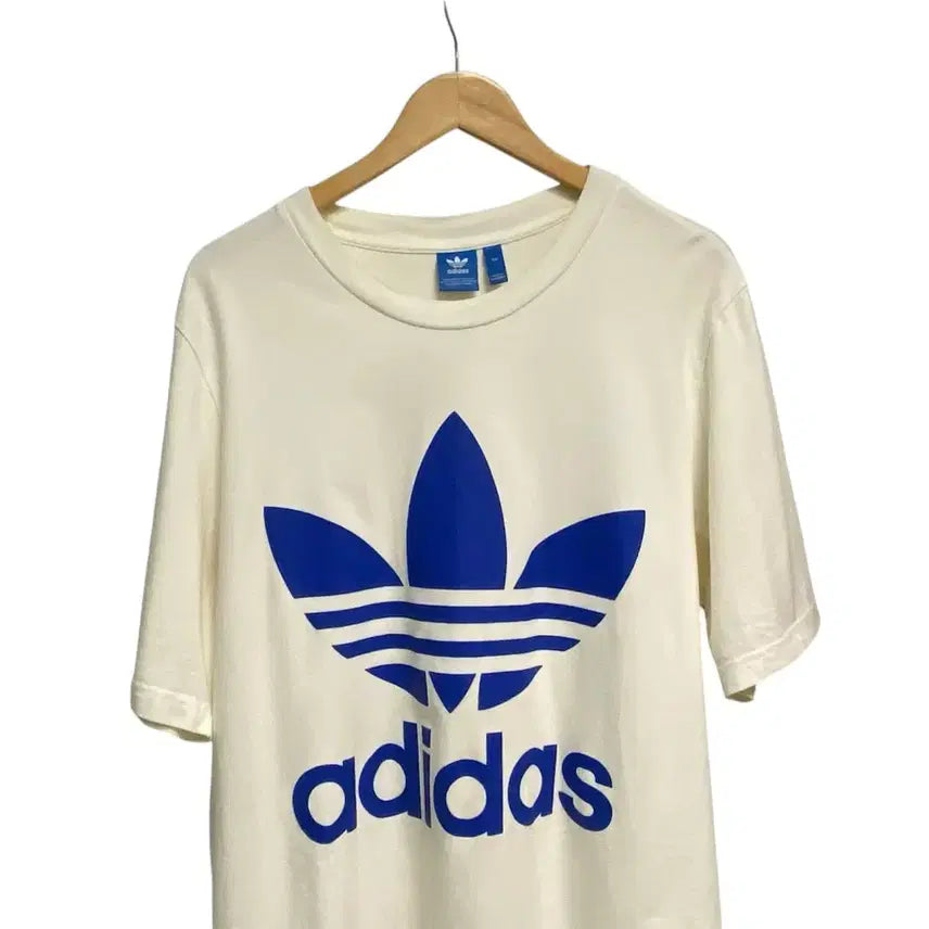 [BUNJANG] Adidas Big Logo Flame T-Shirt XL / 아디다스 블루 빅로고 불꽃 티셔츠 XL