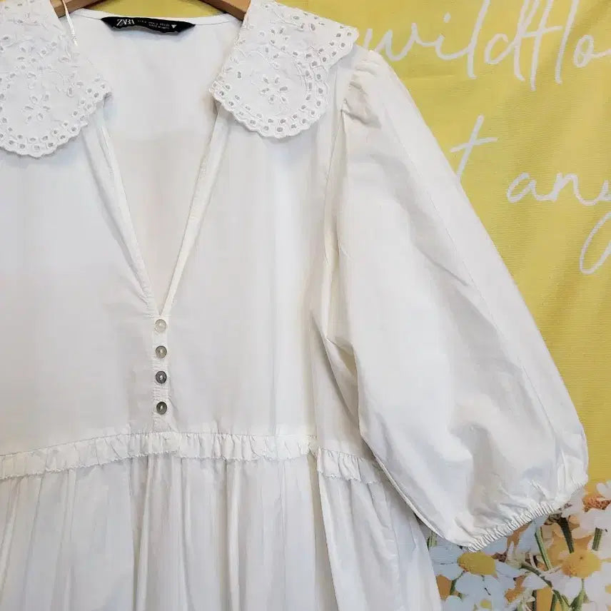 [BUNJANG] Zara White Mini Dress Lace Collar / 자라 화이트 미니 원피스26S
