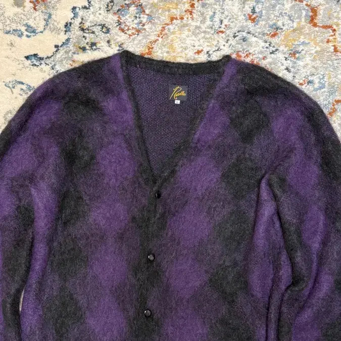 [BUNJANG] Needles Mohair Cardigan Purple/Black / Needles 니들스 모헤어 가디건 퍼플 블랙