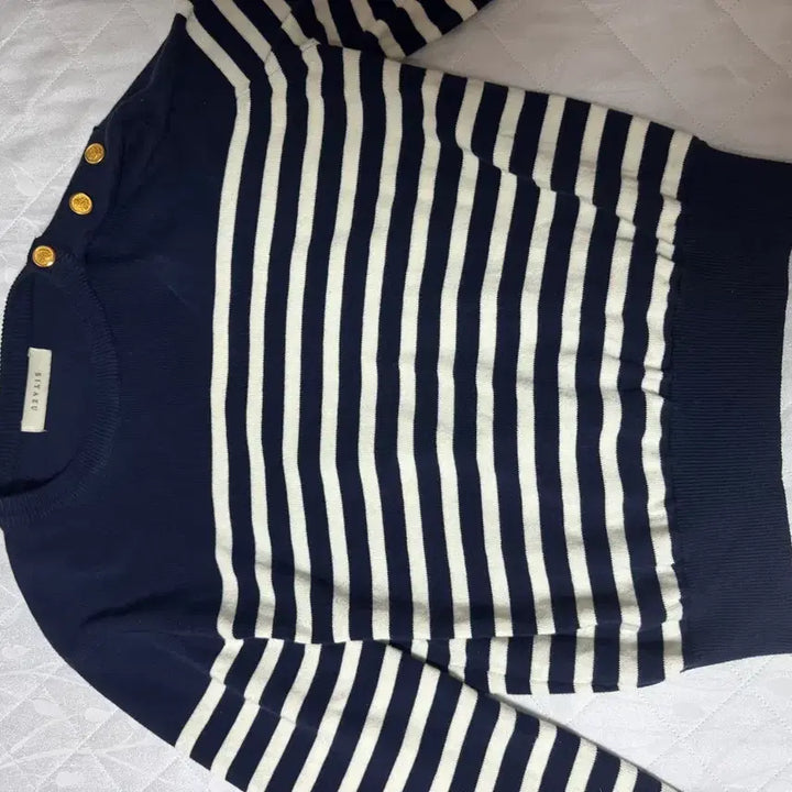 [BUNJANG] Siyazu Birkin Stripe Knit - Navy / 시야쥬 버킨 스트라이프 니트_Navy