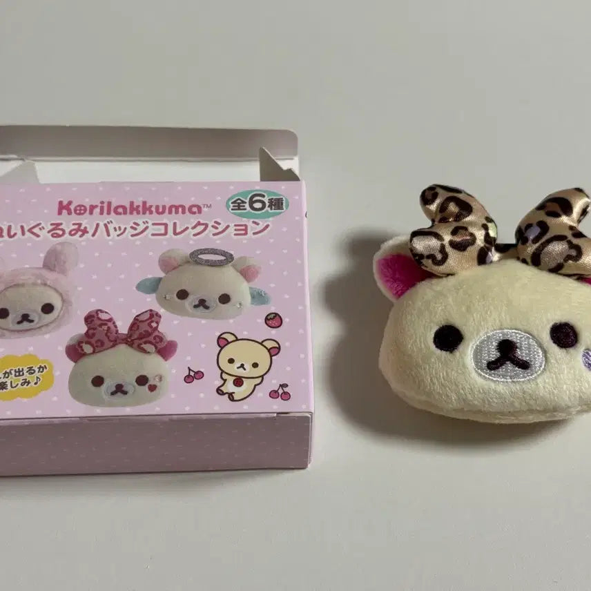 [BUNJANG] Rilakkuma Korilakkuma Leopard Ribbon Plush Badge (Full Series) / 코리락쿠마 호피 리본 인형 뱃지 (가득 시리즈)