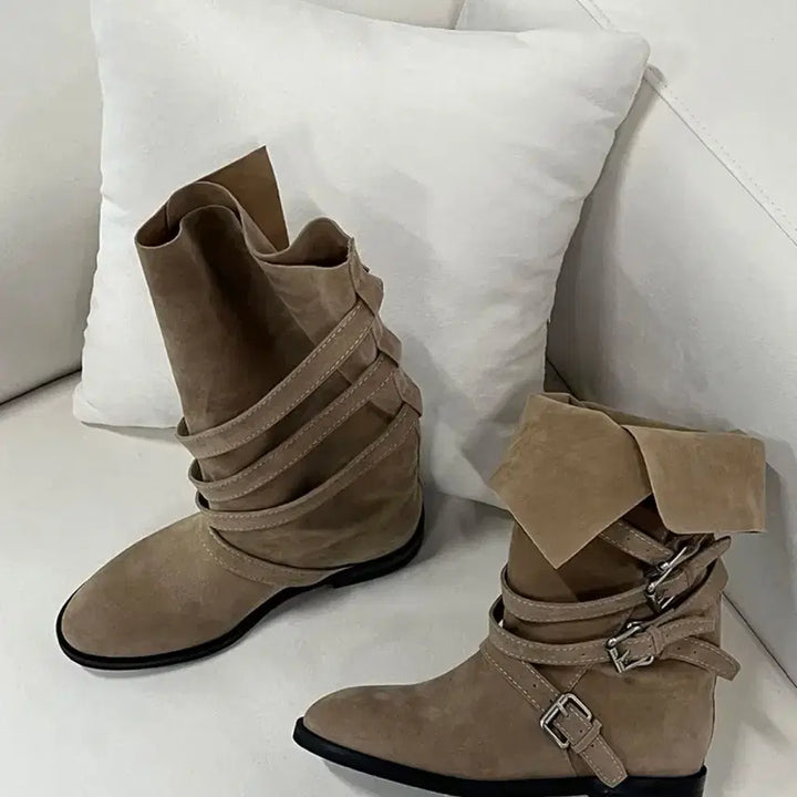 [BUNJANG] Son Hwa Min Buckle Strap Suede Boots / 버클 스트랩 스웨이드 부츠 손화민 st