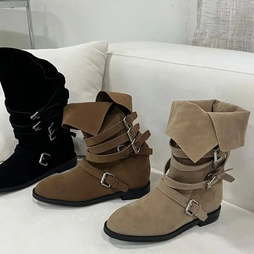 [BUNJANG] Son Hwa Min Buckle Strap Suede Boots / 버클 스트랩 스웨이드 부츠 손화민 st