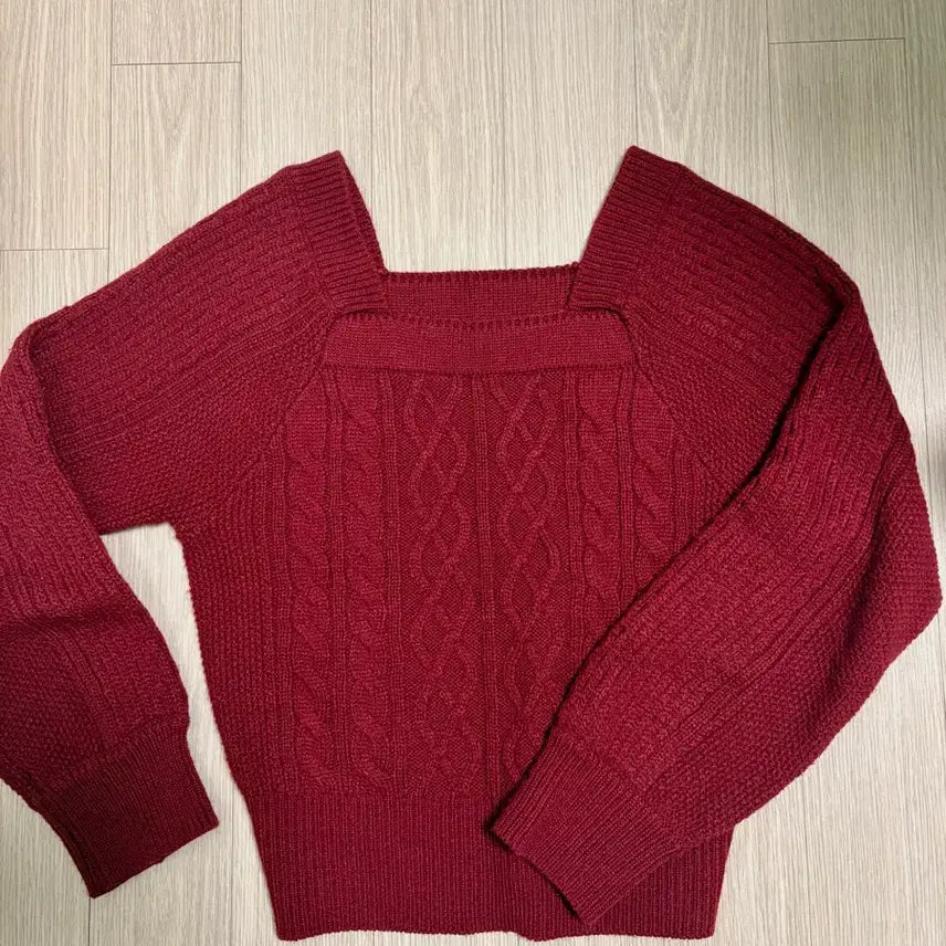 [BUNJANG] MIXXO Square Neck Knit Top / 미쏘 스퀘어넥 니트 버건디