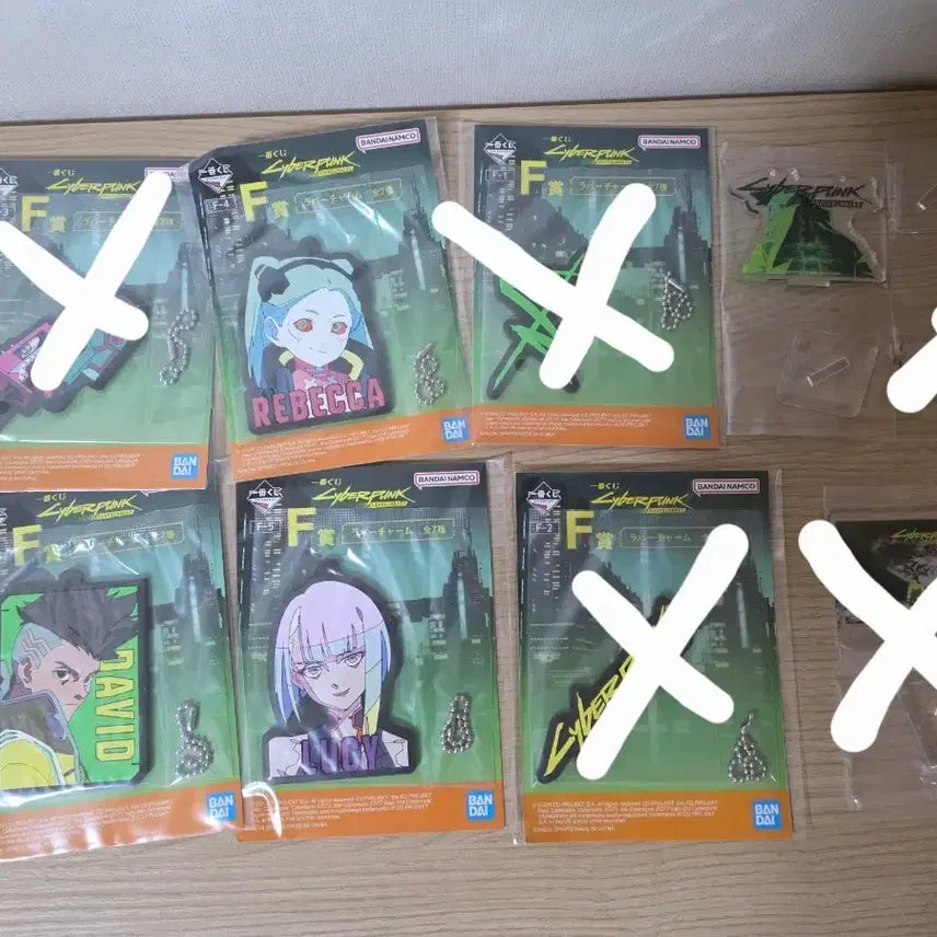 [BUNJANG] Cyberpunk: Edgerunners Rubber Charm &amp; Acrylic Stand Set / 사이버펑크 엣지러너 굿즈 러버참 아크릴 스탠드 세트