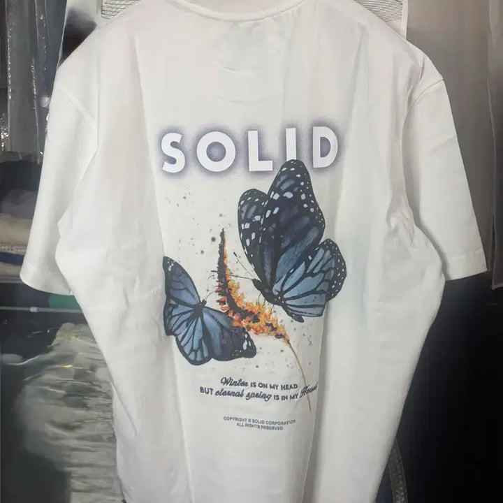 [BUNJANG] Solid Homme Butterfly T-Shirt White Size 48 / 솔리드옴므 버터플라이 반팔 새상품 48사이즈