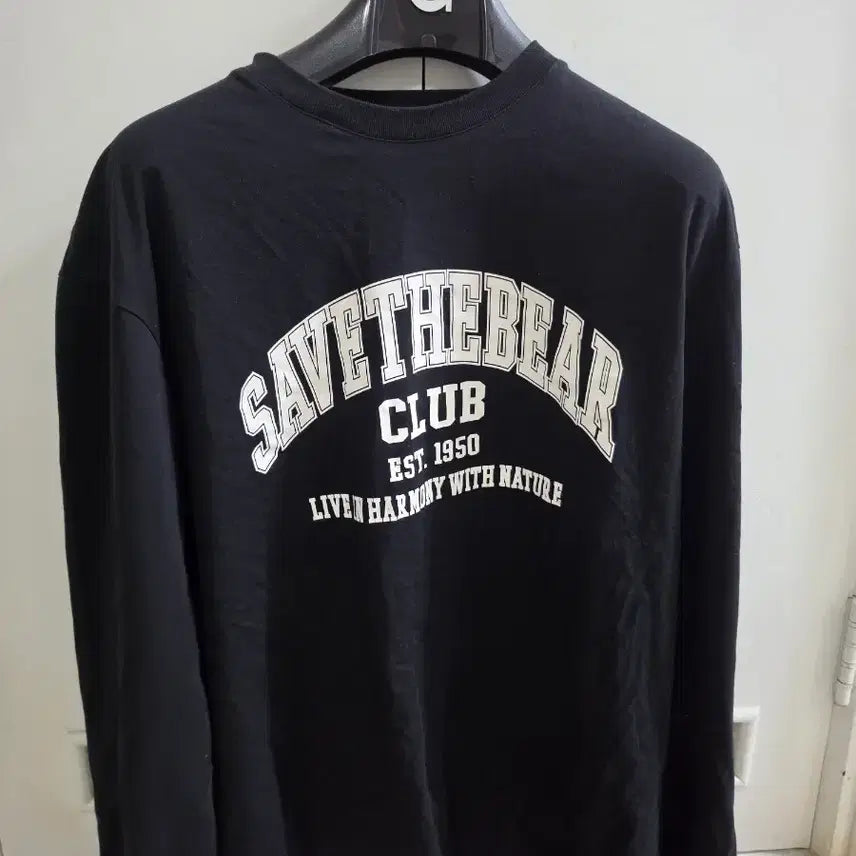 [BUNJANG] Save the Bear Club Black Long Sleeve T-Shirt / 세이브더베어 클럽 블랙 긴팔 티셔츠