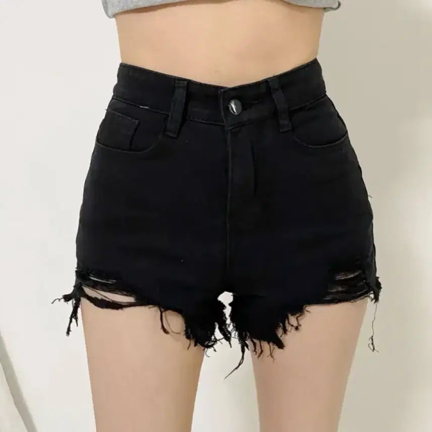 [BUNJANG] Black Denim Hot Pants Shorts / 블랙 데님 반바지 핫팬츠
