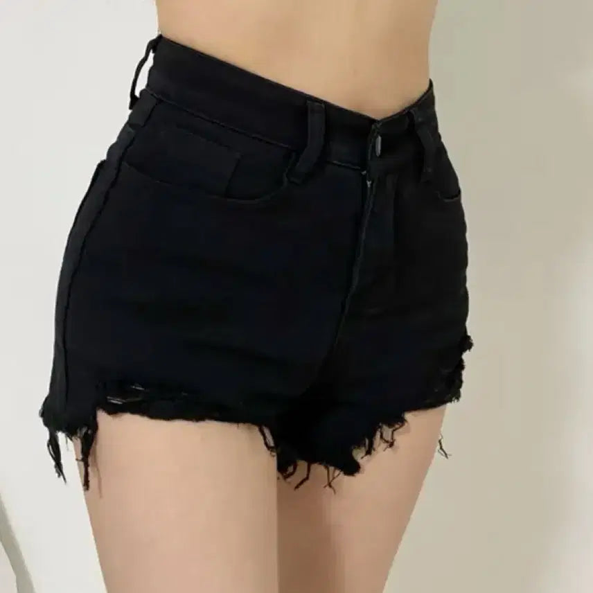 [BUNJANG] Black Denim Hot Pants Shorts / 블랙 데님 반바지 핫팬츠