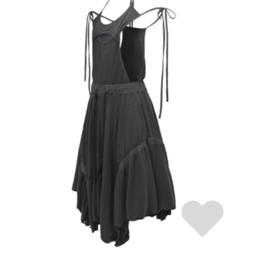 [BUNJANG] ojos 23FW Overall Flare Skirt Charcoal / ojos 오호스 23fw 오버롤 플레어 스커트 차콜