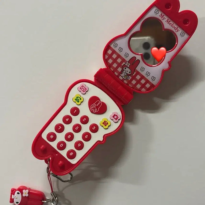 [BUNJANG] My Melody Folder Phone Mirror Keychain / 마이멜로디 폴더폰 거울